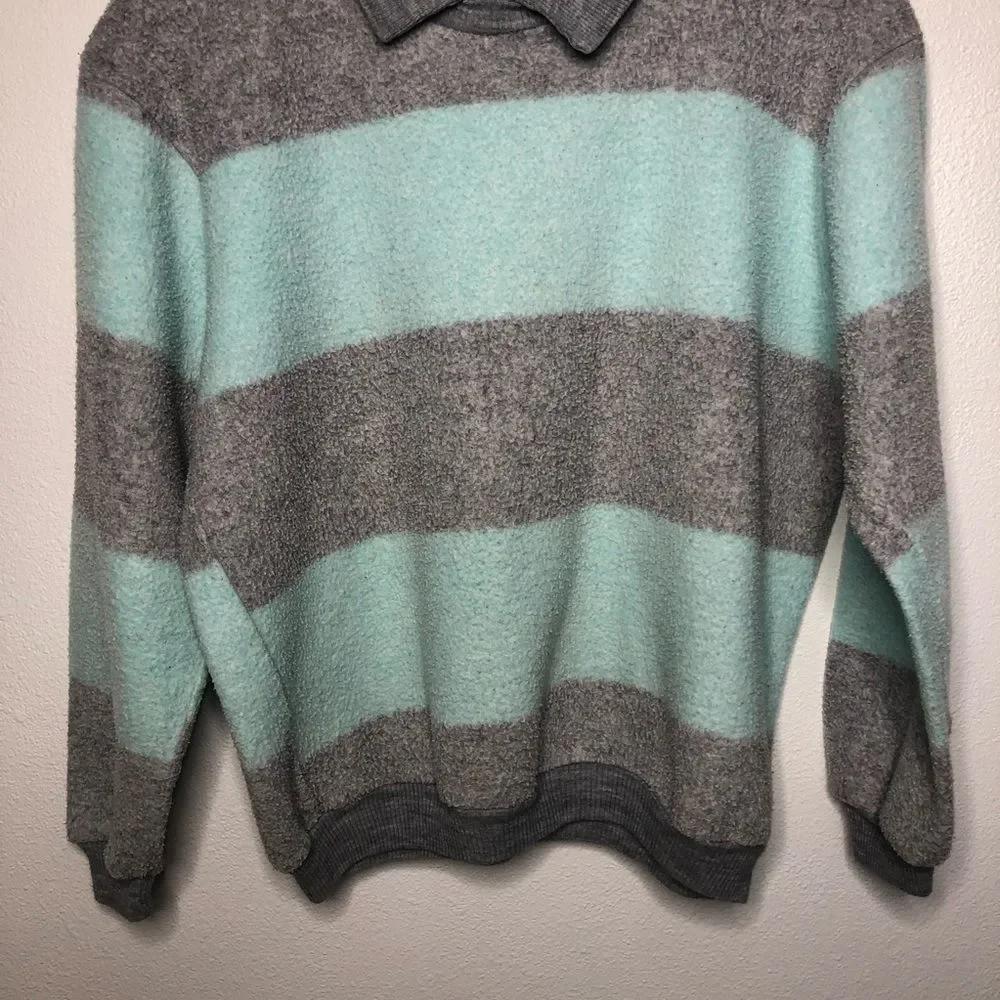 Vintage Randy Hall Fleece Rugby Stripe Pullover Sweatshirt L - Picture 3 of 5